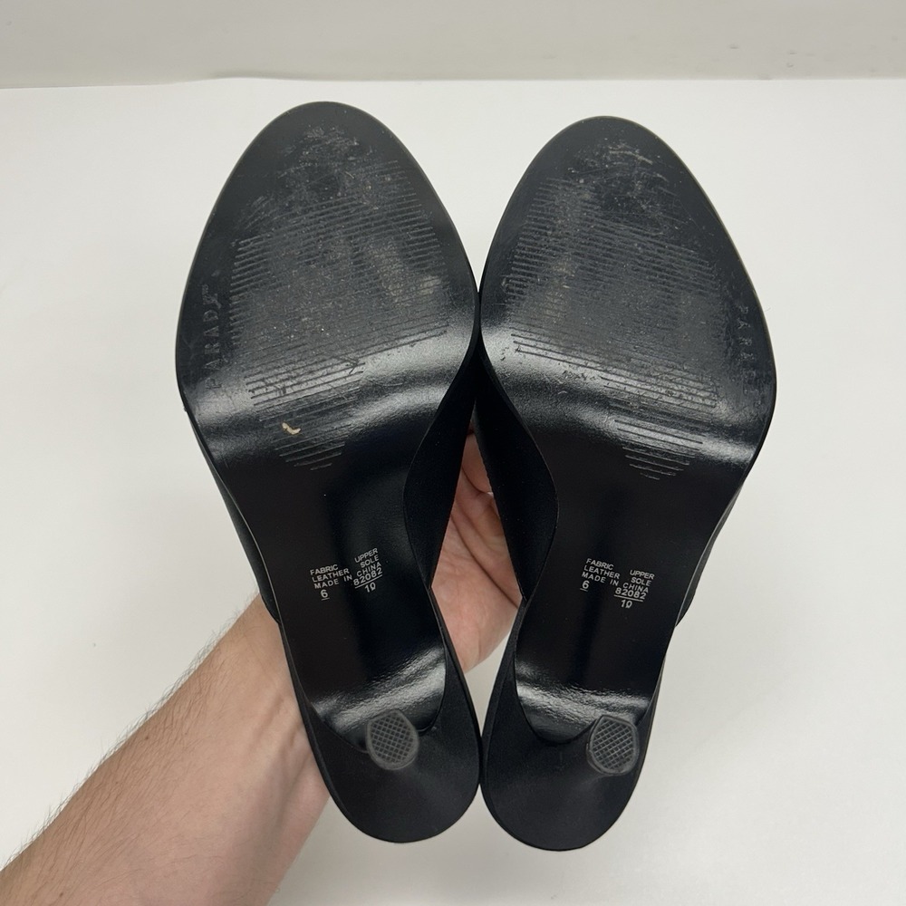 Vintage Parade Y2K Black Rhinestone Stiletto Mule Heels Party Cocktail Size 6 - Picture 12 of 14